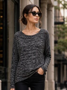 rag & bone Anthropologie Long Sleeve Top in Black size M